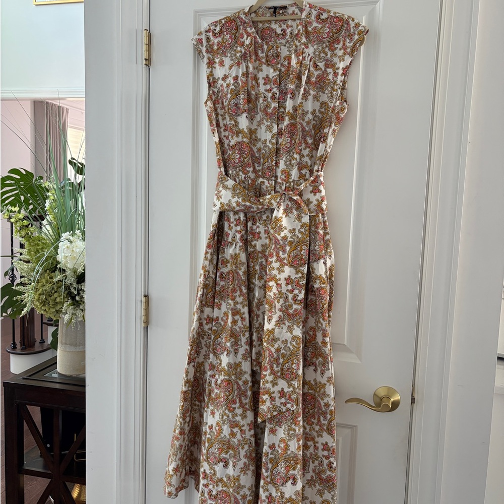 ME+EM White Paisley Sleeveless Belted Maxi Dress size 8